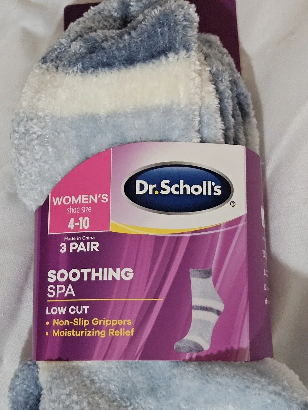 Dr. Scholl's 3 Pairs Women's Blue Soothing Spa Low Cut Non-Slip Socks Size 4-10